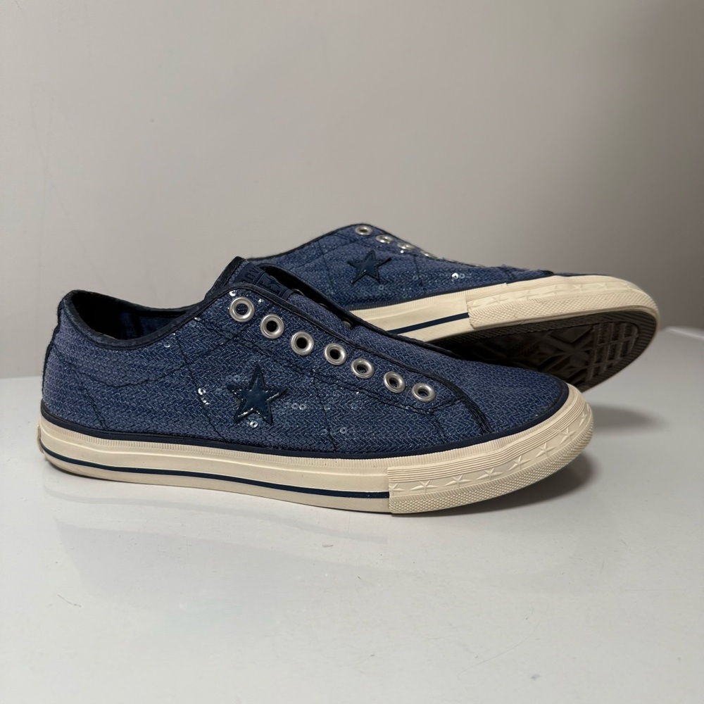 Converse One Star blue sequins sneakers